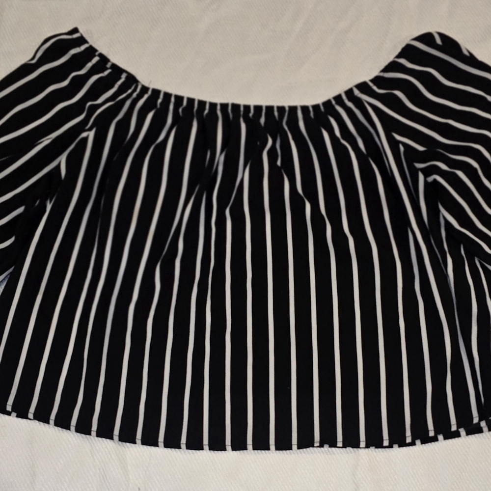 Ambiance Black and White Striped Blouse